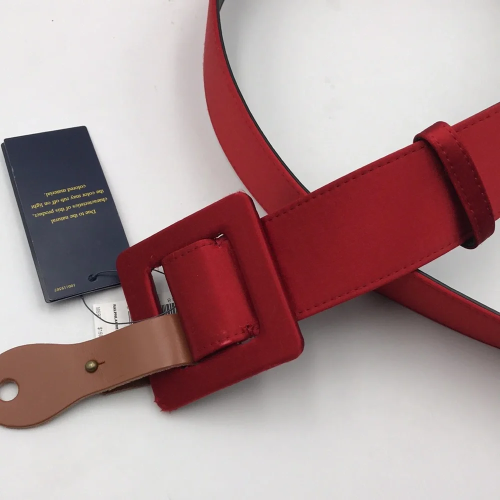 Polo Ralph Lauren Satin Slide Buckle Belt Red Size M